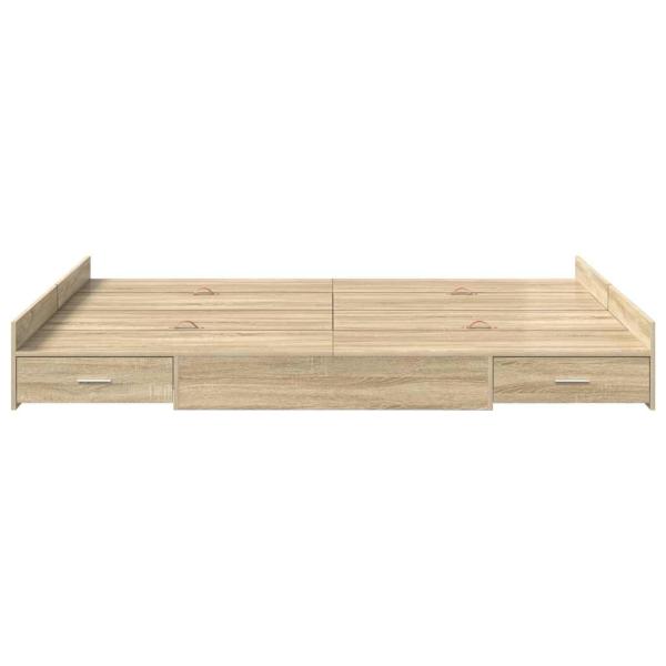 Bett mit Stauraum Sonoma Eiche 140 x 190 cm Melamin