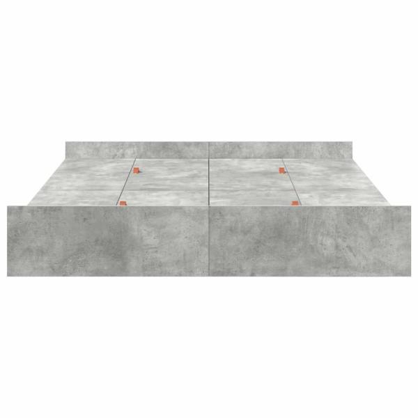 Bett mit Stauraum mit Schubladen mit Kopfteil mit Speicher Betongrau 140 x 190 cm Melamin
