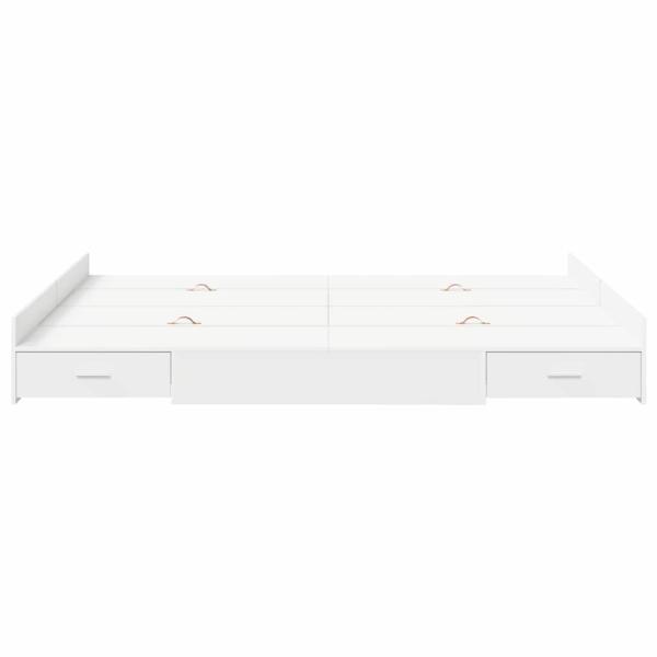 Bett mit Stauraum mit Schubladen mit Kopfteil mit Speicher Weiß 135 x 190 cm Spanplatte