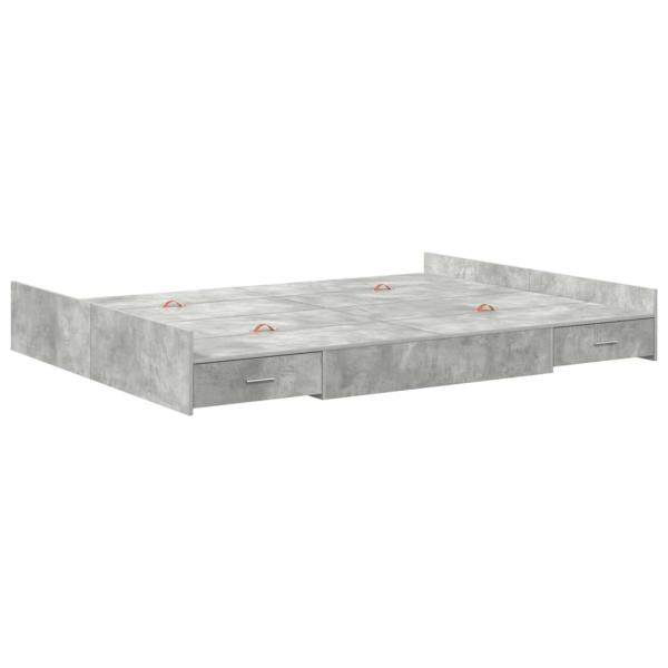 Bett mit Stauraum Betongrau 135 x 190 cm Holzwerkstoff