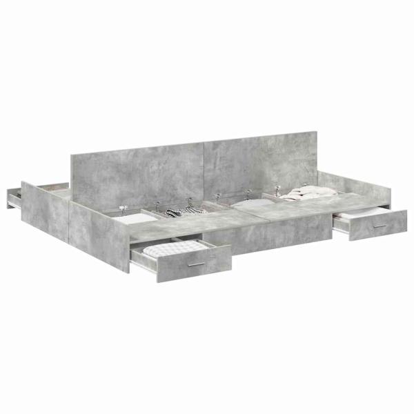 Bett mit Stauraum Betongrau 135 x 190 cm Holzwerkstoff