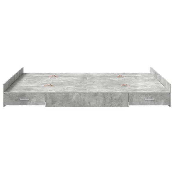 Bett mit Stauraum Betongrau 135 x 190 cm Holzwerkstoff