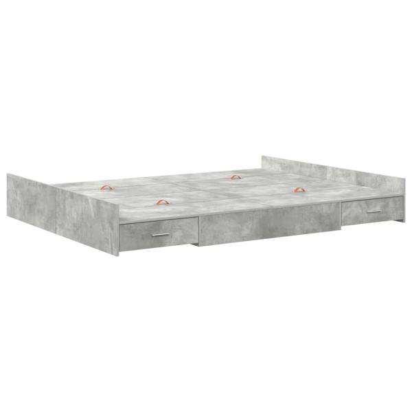 Bett mit Stauraum Betongrau 135 x 190 cm Holzwerkstoff