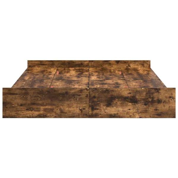 Bett mit Stauraum mit Schubladen mit Kopfteil mit Speicher Räuchereiche 135 x 190 cm Holz