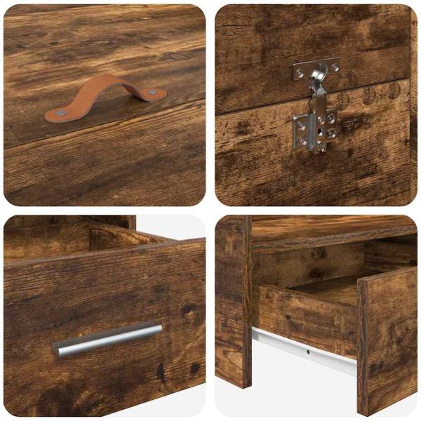 Bett mit Stauraum mit Schubladen mit Kopfteil mit Speicher Räuchereiche 135 x 190 cm Holz