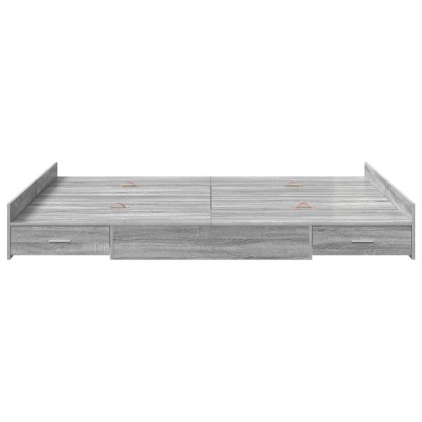 Bett mit Stauraum Grau Sonoma 135 x 190 cm Holzverbundwerkstoff
