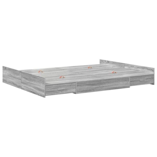 Bett mit Stauraum Grau Sonoma 135 x 190 cm Holzverbundwerkstoff