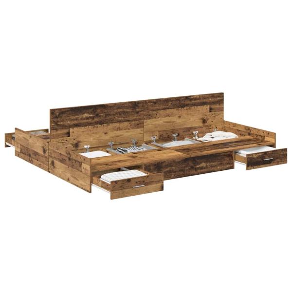Bett mit Stauraum Altholz 135 x 190 cm Spanplatte