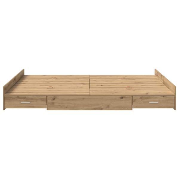 Bett mit Stauraum Eiche handwerklich 135 x 190 cm Melamin