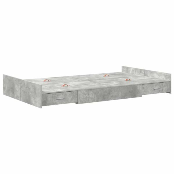 Bett mit Stauraum mit Schubladen mit Kopfteil mit Speicher Betongrau 120 x 190 cm MDF