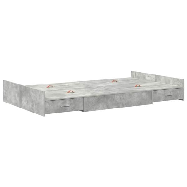Bett mit Stauraum mit Schubladen mit Kopfteil mit Speicher Betongrau 120 x 190 cm MDF