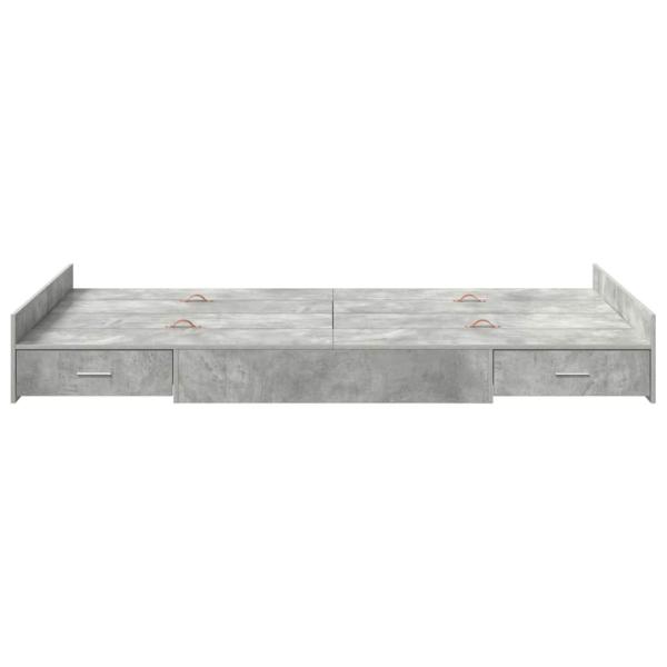 Bett mit Stauraum mit Schubladen mit Kopfteil mit Speicher Betongrau 120 x 190 cm MDF