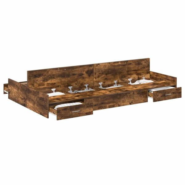 Bett mit Stauraum mit Schubladen mit Kopfteil mit Speicher Räuchereiche 120 x 190 cm Holz