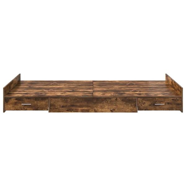 Bett mit Stauraum mit Schubladen mit Kopfteil mit Speicher Räuchereiche 120 x 190 cm Holz