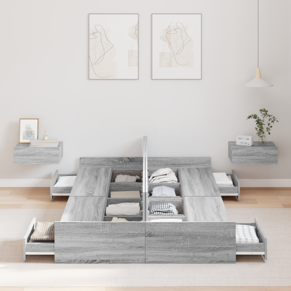 Stauraum-Bettgestell Grau Sonoma Grau Sonoma 120 x 190 cm