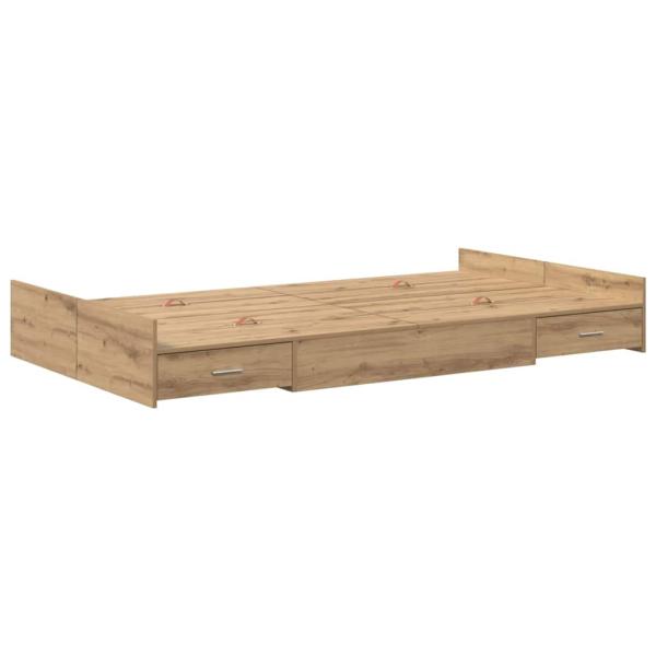 Bett mit Stauraum Eiche handwerklich 120 x 190 cm Melaminplatte