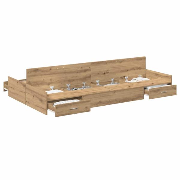 Bett mit Stauraum Eiche handwerklich 120 x 190 cm Melaminplatte
