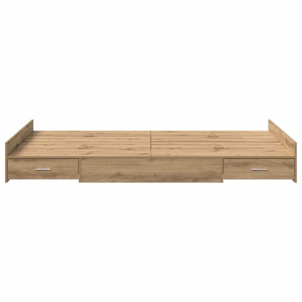 Bett mit Stauraum Eiche handwerklich 120 x 190 cm Melaminplatte