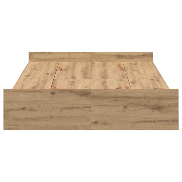 Bett mit Stauraum Eiche handwerklich 120 x 190 cm Melaminplatte