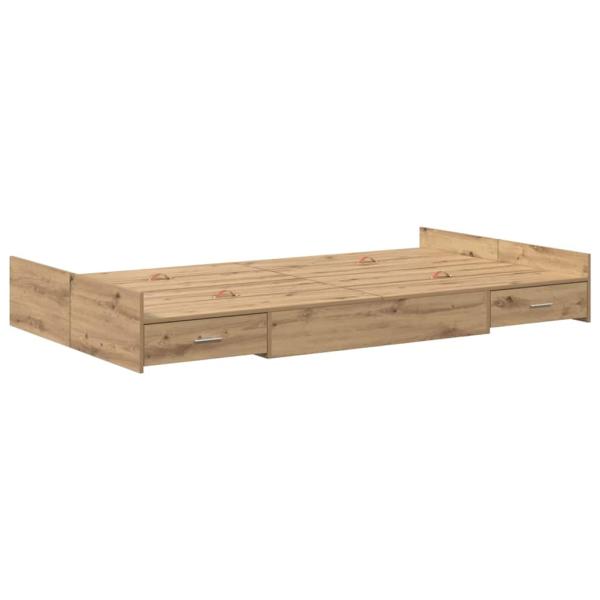 Bett mit Stauraum Eiche handwerklich 120 x 190 cm Melaminplatte