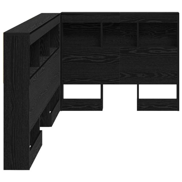 Stauraum-Kopfteil mit Regal Schwarze Eiche 80 cm Holzwerkstoff