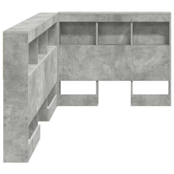 Stauraum-Kopfteil mit Regal mit Kopfteil mit Speicher Betongrau 80 cm Holzwerkstoff