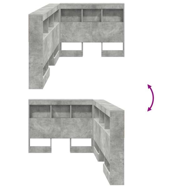Stauraum-Kopfteil mit Regal mit Kopfteil mit Speicher Betongrau 80 cm Holzwerkstoff