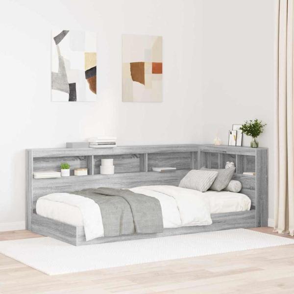 ARDEBO.de - Stauraum-Kopfteil mit Regal mit Kopfteil mit Speicher Grau Sonoma 80 cm Holzwerkstoff