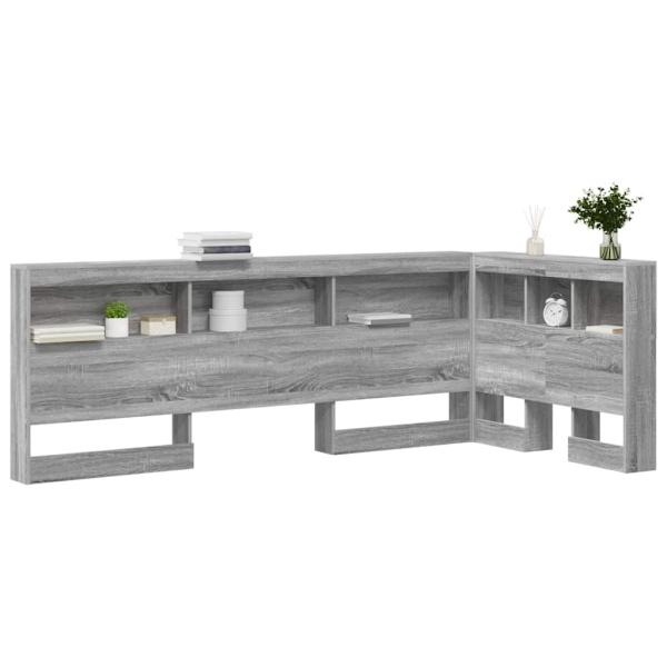 Stauraum-Kopfteil mit Regal mit Kopfteil mit Speicher Grau Sonoma 80 cm Holzwerkstoff