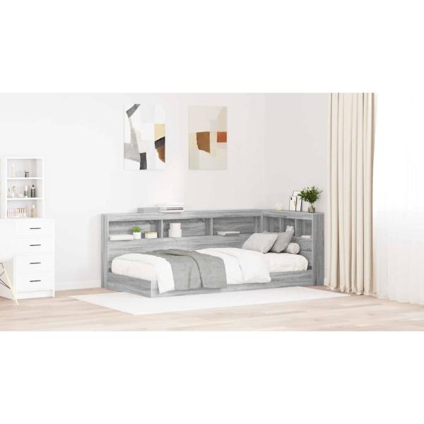 Stauraum-Kopfteil mit Regal mit Kopfteil mit Speicher Grau Sonoma 80 cm Holzwerkstoff