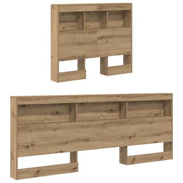 Stauraum-Kopfteil mit Regal mit Kopfteil mit Speicher Eiche handwerklich 80 cm Holz