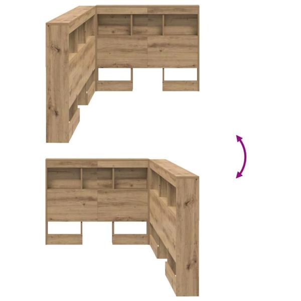 Stauraum-Kopfteil mit Regal mit Kopfteil mit Speicher Eiche handwerklich 80 cm Holz