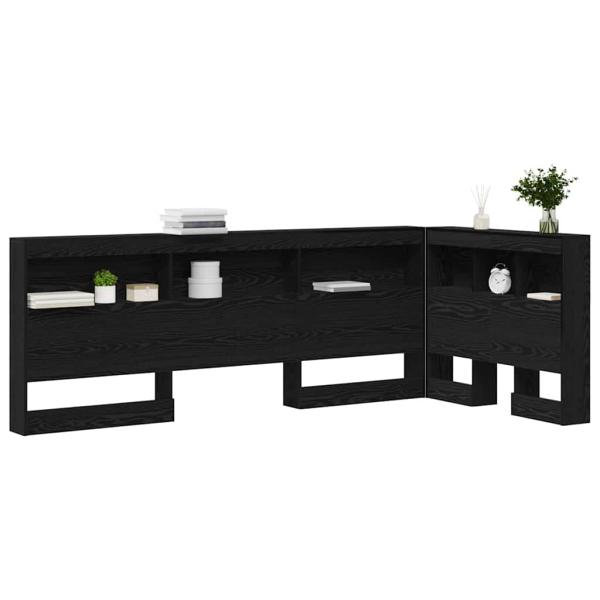 Stauraum-Kopfteil mit Regal mit Kopfteil mit Speicher Schwarze Eiche 90 cm Melamin