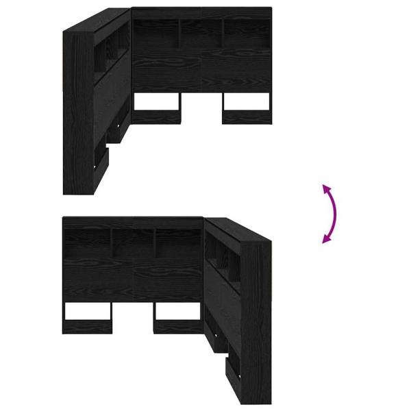 Stauraum-Kopfteil mit Regal mit Kopfteil mit Speicher Schwarze Eiche 90 cm Melamin