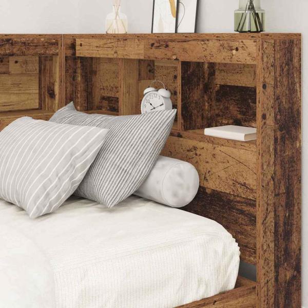 Stauraum-Kopfteil mit Regal mit Kopfteil mit Speicher Altholz 100 cm Holzwerkstoff