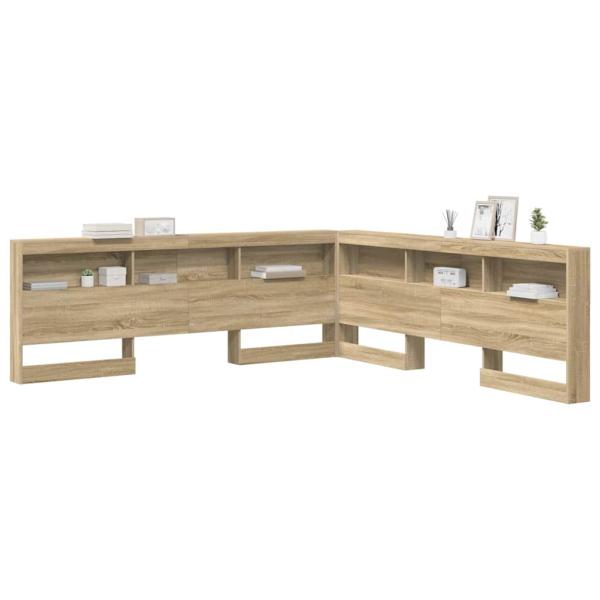 Stauraum-Kopfteil mit Regal Sonoma Eiche 200 cm Holzwerkstoff