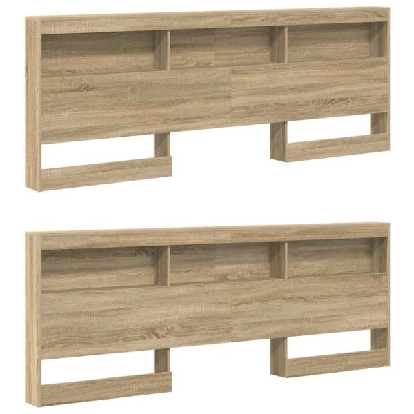 Stauraum-Kopfteil mit Regal Sonoma Eiche 200 cm Holzwerkstoff