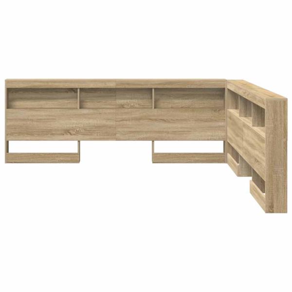 Stauraum-Kopfteil mit Regal Sonoma Eiche 200 cm Holzwerkstoff