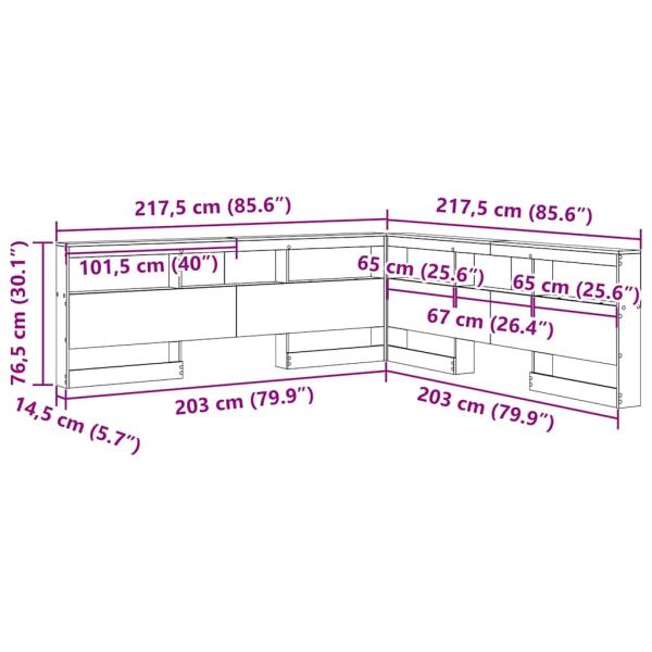 Stauraum-Kopfteil mit Regal Sonoma Eiche 200 cm Holzwerkstoff