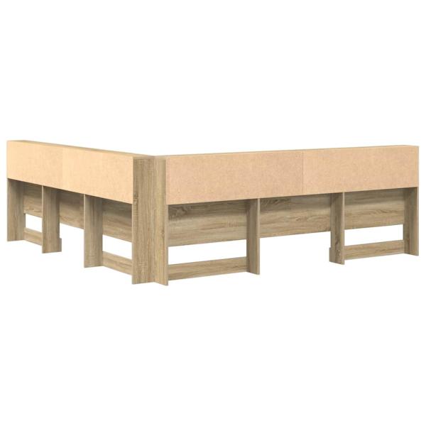 Stauraum-Kopfteil mit Regal Sonoma Eiche 200 cm Holzwerkstoff