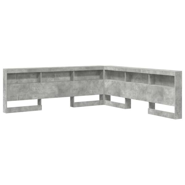 Stauraum-Kopfteil mit Regal mit Kopfteil mit Speicher Betongrau 200 cm Holzwerkstoff