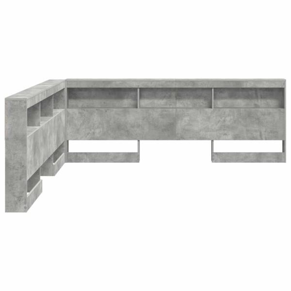 Stauraum-Kopfteil mit Regal mit Kopfteil mit Speicher Betongrau 200 cm Holzwerkstoff