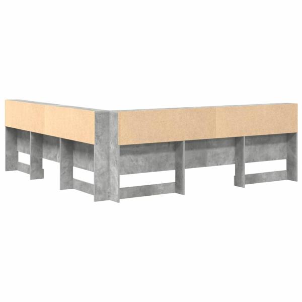 Stauraum-Kopfteil mit Regal mit Kopfteil mit Speicher Betongrau 200 cm Holzwerkstoff