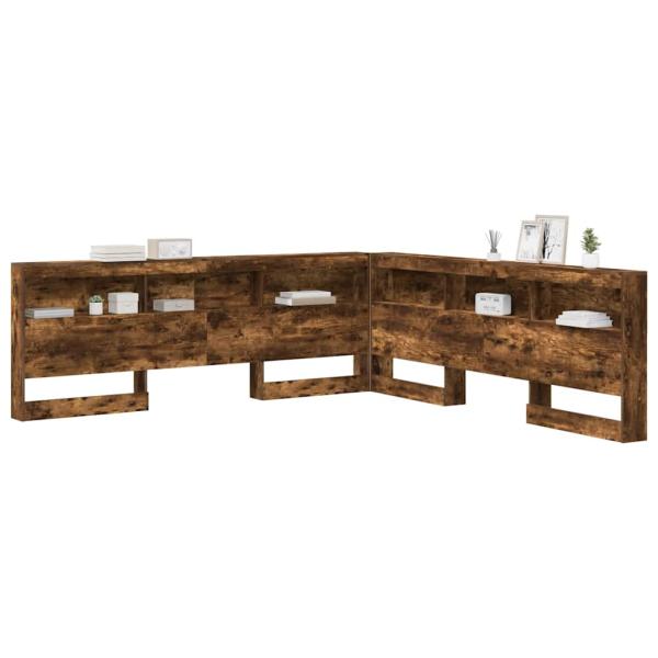 Stauraum-Kopfteil mit Regal Räuchereiche 200 cm Holzwerkstoff
