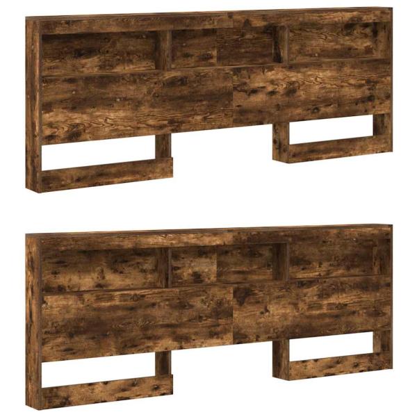 Stauraum-Kopfteil mit Regal Räuchereiche 200 cm Holzwerkstoff