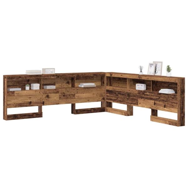 Stauraum-Kopfteil mit Regal mit Kopfteil mit Speicher Altholz 200 cm Holzwerkstoff