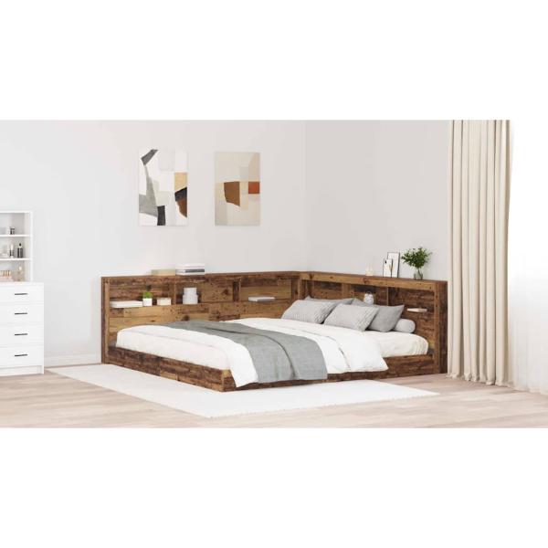 Stauraum-Kopfteil mit Regal mit Kopfteil mit Speicher Altholz 200 cm Holzwerkstoff