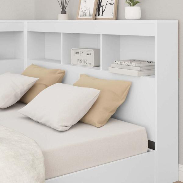 Stauraum-Kopfteil mit Regal mit Kopfteil mit Speicher Weiß 120 cm Holzwerkstoff