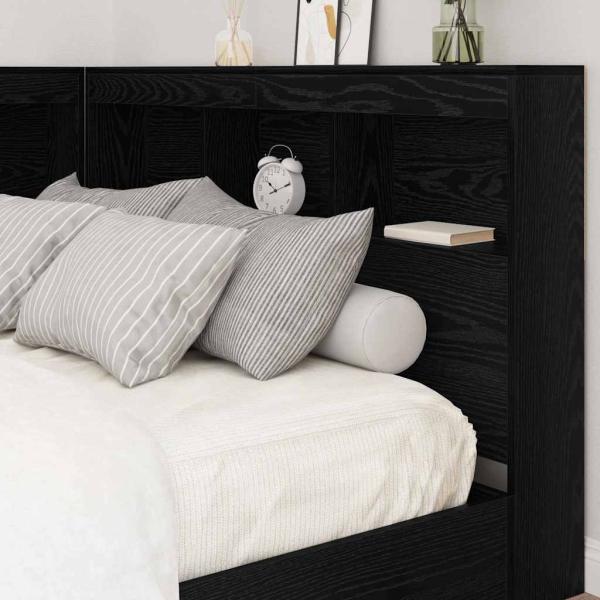 Stauraum-Kopfteil mit Regal Schwarze Eiche 120 cm Holzwerkstoff