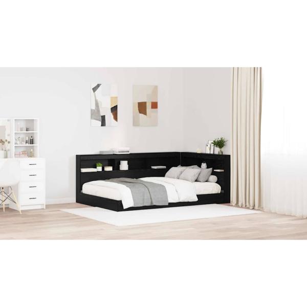 Stauraum-Kopfteil mit Regal Schwarze Eiche 120 cm Holzwerkstoff